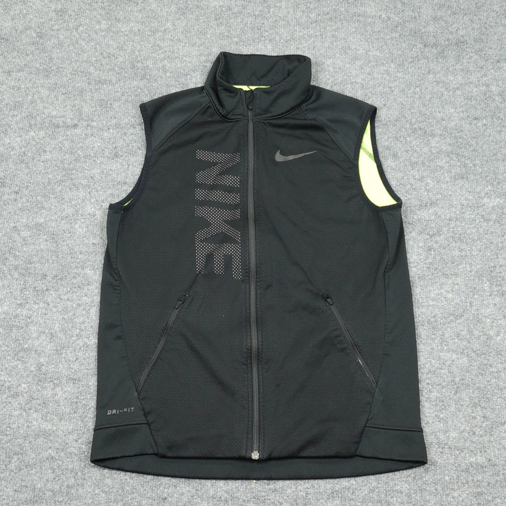 Nike Vest Men Medium Black Dri-FIT Full Zip Running Training 807763-010
